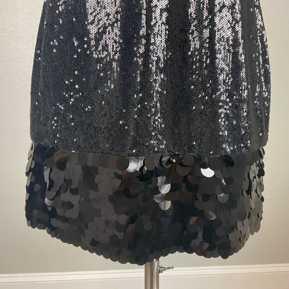 Betsy & Adam Sequined Halter Sleeveless Mini Sheath Cocktail Dress Black Size 6 - Picture 9 of 13